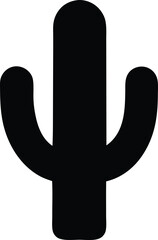 Obraz premium A simple black vector silhouette of a saguaro cactus, a succulent desert plant on white background.