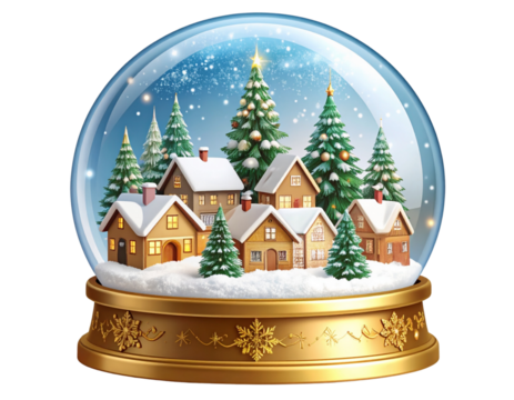  Winter Village Snow Globe PNG  