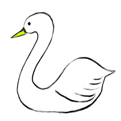 Simple and Cute Swan Illustration - Background Transparent PNG