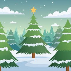 Obraz premium Christmas tree background vector illustration