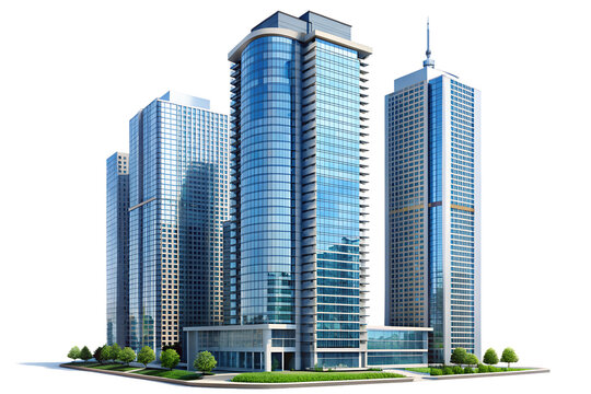Fototapeta Modern skyscrapers isolated on transparent background, showcasing urban architecture and real estate investment opportunities in a thriving city