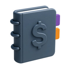 3D Rendered Icon of Blue Binder with Dollar Sign and Colorful Tabs 3D Rendered Illustration.