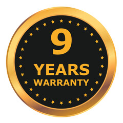 9 Years warranty label, badge, icon, logo