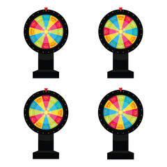 Colorful wheel of fortune with pointer on spin again for lucky promotions with gift prize and sale discount