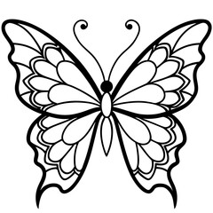 Fine Line Butterfly & Flowers