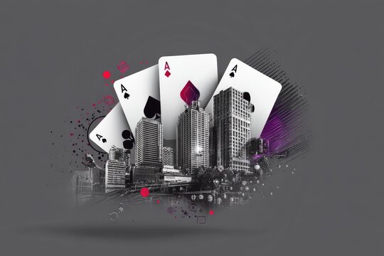Abstract cityscape with playing cards - Powered by Adobe