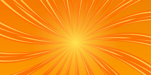 Obraz premium Bright orange-yellow gradient abstract background. Orange comic sun rays effect background with halftone. Suitable for templates, sale banners, events, ads, websites, flyers.