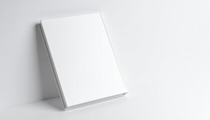 Minimalist White Book Resting Elegantly on a Pristine White Surface Conveying Calm and Simplicity