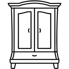 Front View Wardrobe Line Art Vector
