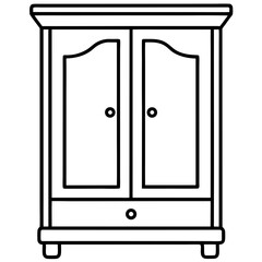 Front View Wardrobe Line Art Vector