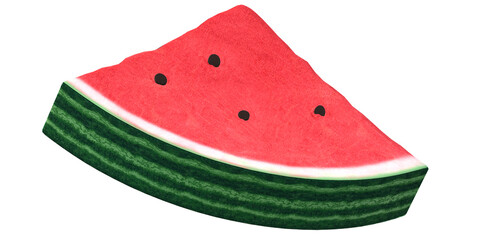 3D Render Watermelon isolated on a Transparent Background for Digital Use