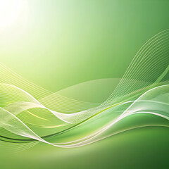 Flowing white lines green gradient abstract background