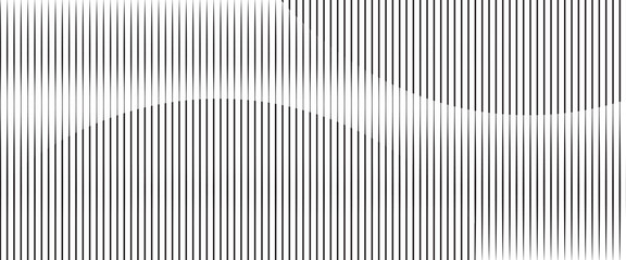 Abstract art geometric background with vertical lines. Optical illusion with waves and transition.
