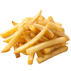 Serving of crispy golden french fries isolated on a transparent background png