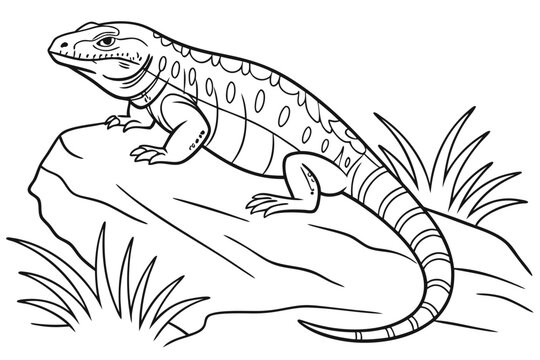 coloring page line art the tegu black vector