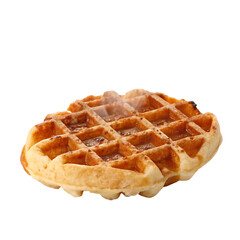 Hot sizzling fresh belgian waffle isolated on a transparent background png