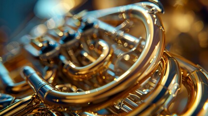 A photo of a French horn with a mute