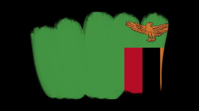 Zambia flag created with brush strokes