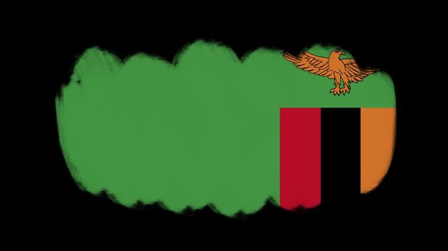 Zambia flag created with brush strokes