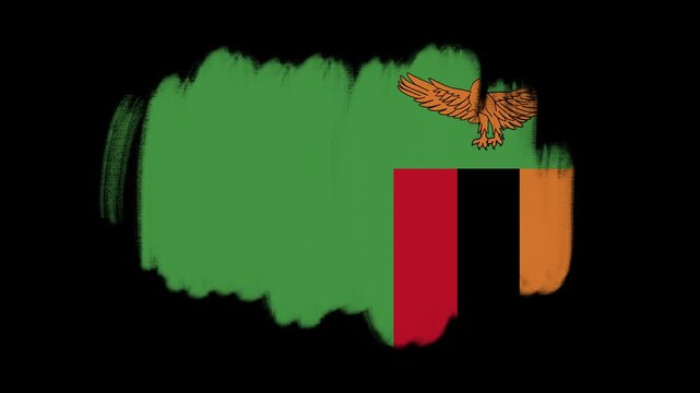 Zambia flag created with brush strokes