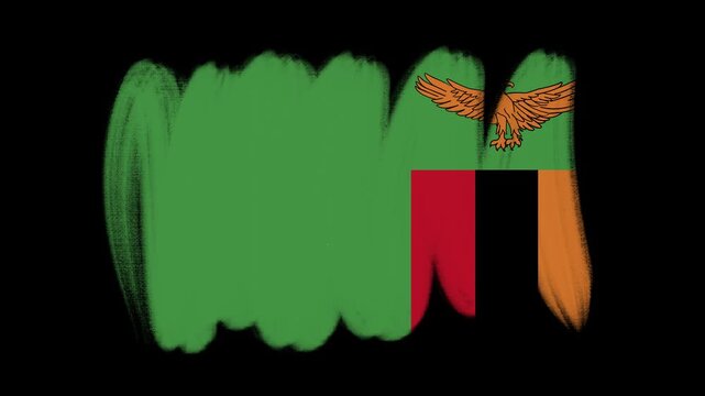 Zambia flag created with brush strokes