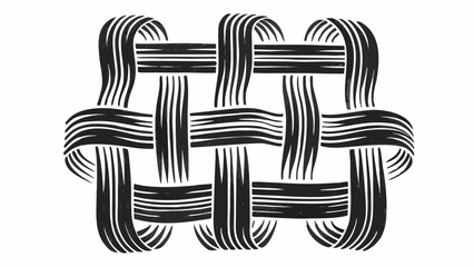 Illustration of a woven pattern with thick black lines creating an interlaced textured design element | editable eps vectors silhouette