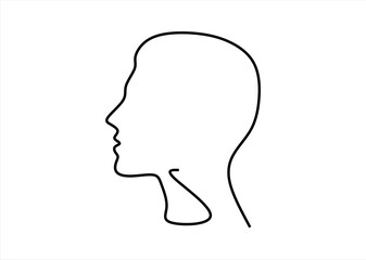 Continuous line drawing of a human head. Contour of male profile drawn by one line. Vector illustration. 
line icon-continuous line drawing. Editable stroke. 