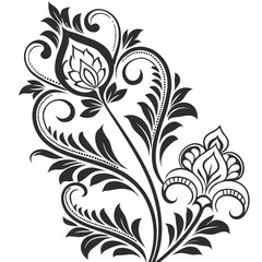 Elegant black and white seamless damask pattern with floral and ornamental motifs. coloring page vector illustration