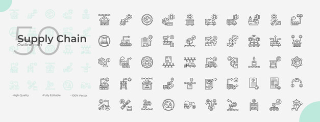 Supply Chain Line Editable Icons set. Vector illustration in modern thin line style of Supply Chain icons: chain, logistic, distribution, etc