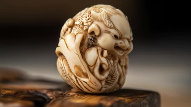 Intricate Netsuke Carving: A Japanese Ivory Masterpiece