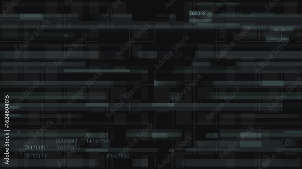 Poster abstract digital data stream: dynamic teal & black grid animation