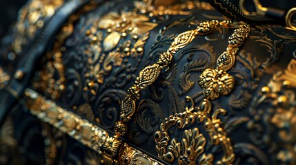 A photo of a handbag with elegant gold accents.