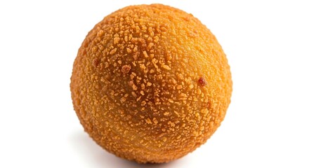 Close up of a ripe golden kiwi fruit with bumpy skin on a white background