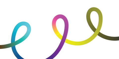 Abstract Colorful Intertwined Curves on White Background. A vibrant abstract design featuring multiple intertwined, flowing curves in a gradient of colors, including various shades of blue, purple.