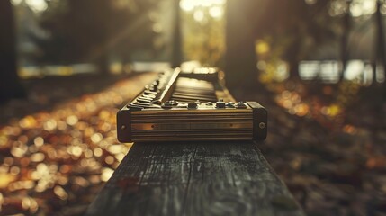 A photo of a harmonica on a wood surface