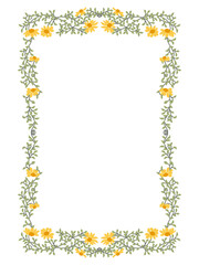 yellow cosmos flower frame illustration 
