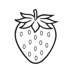 Strawberry line art illustration, simple fruit outline for coloring book page.
