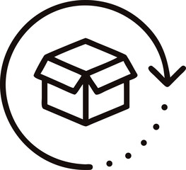 Return package vector icon. Delivery parcel illustration symbol. Cargo goods box sign or logo.
