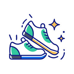 Running shoes with motion lines, symbolizing fitness, movement, and active lifestyle
