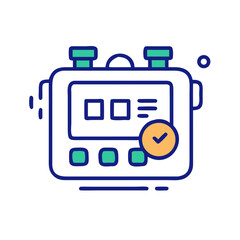 Flat icon of a digital timer or stopwatch with control buttons, representing time management, measurement, and countdown
