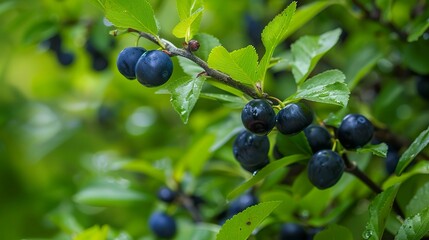 A photo of a huckleberry tree with huckleberries