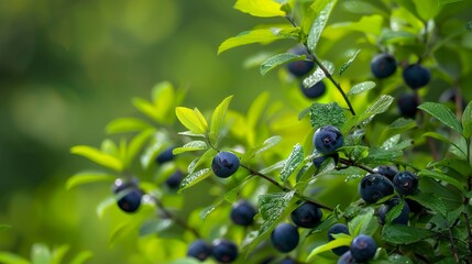 A photo of a huckleberry tree with huckleberries