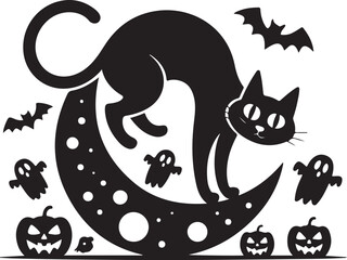 set of silhouettes of halloween