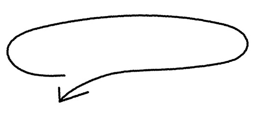 手書きの矢印吹き出し　楕円形黒線