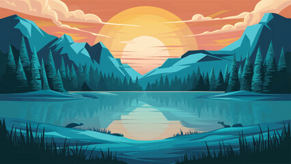 fantasy landscape with moon and clouds