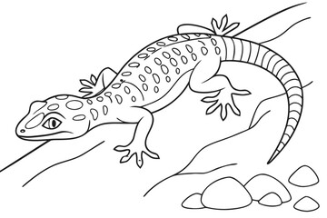 coloring page line art the gecko black vector