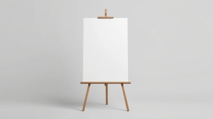 Blank white canvas stand on black easel mockup, isolated