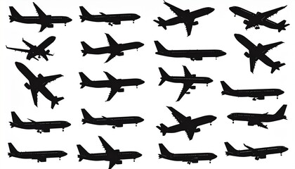 Airplane silhouette collection on white background vector design