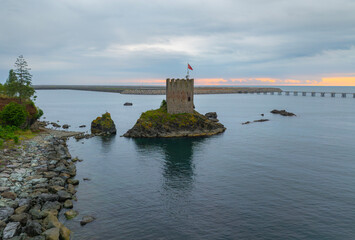 The historical Maiden's Castle near the shore in Pazar District of Rize Province