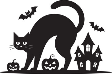 set of silhouettes of halloween